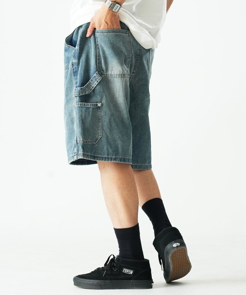 Beno(ビーノ)の「ペインター ダブルニー デニムショートパンツ / バミューダ バギー ワークショーツ メンズ Double Knee Denim Shorts(その他パンツ・メンズ・ブルー/ブラック/ライトブルー・MEDIUM/X-LARGE/LARGE)」の8枚目の写真