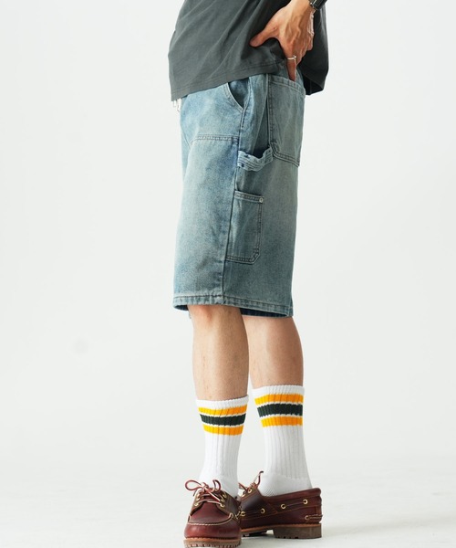 Beno(ビーノ)の「ペインター ダブルニー デニムショートパンツ / バミューダ バギー ワークショーツ メンズ Double Knee Denim Shorts(その他パンツ・メンズ・ブルー/ブラック/ライトブルー・MEDIUM/X-LARGE/LARGE)」の17枚目の写真