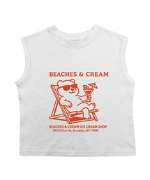 バカンスベア 袖なしTシャツ-ホワイト