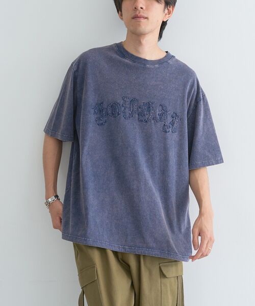 CRAFT STANDARD BOUTIQUE(クラフトスタンダードブティック)の「ロゴパッチピグメントT(Tシャツ/カットソー・メンズ・ネイビー/グレイッシュベージュ/ブラック・L/M)」の3枚目の写真