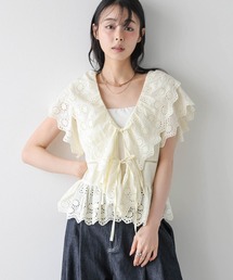 スカラップチュールブラウス　イエロー 春の新作！スカラップレースブラウス〜大人の着こなしは？〜 - もりの