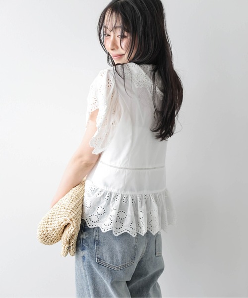 AMELY(エミリー)の「フロントリボン スカラップ レースブラウス(シャツ/ブラウス・レディース・イエロー/ホワイト/ブラック・フリー)」の7枚目の写真