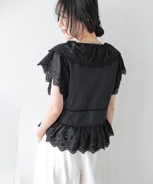 AMELY(エミリー)の「フロントリボン スカラップ レースブラウス(シャツ/ブラウス・レディース・イエロー/ホワイト/ブラック・フリー)」の14枚目の写真