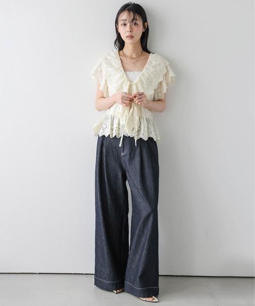 AMELY(エミリー)の「フロントリボン スカラップ レースブラウス(シャツ/ブラウス・レディース・イエロー/ホワイト/ブラック・フリー)」の16枚目の写真