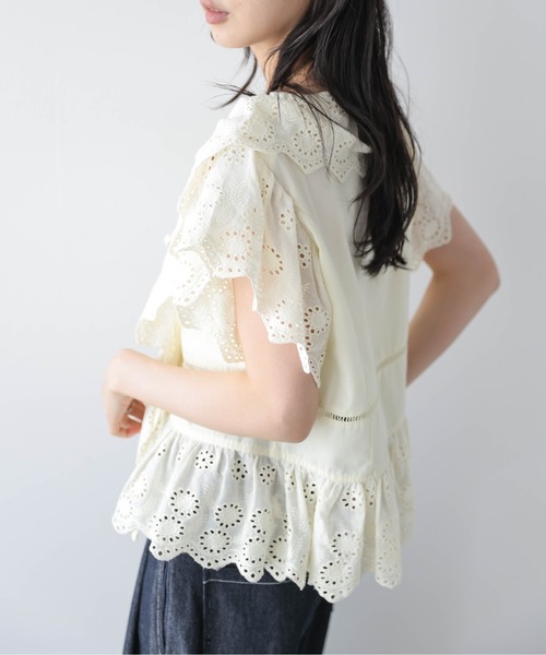AMELY(エミリー)の「フロントリボン スカラップ レースブラウス(シャツ/ブラウス・レディース・イエロー/ホワイト/ブラック・フリー)」の18枚目の写真