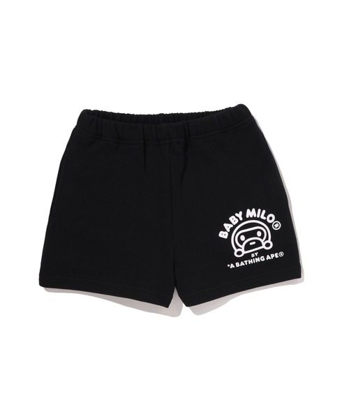 A BATHING APE(アベイシングエイプ)の「BABY MILO SWEAT SHORTS(スウェットパンツ・キッズ・ピンク/ブラック・140/110/100/120/130)」の2枚目の写真