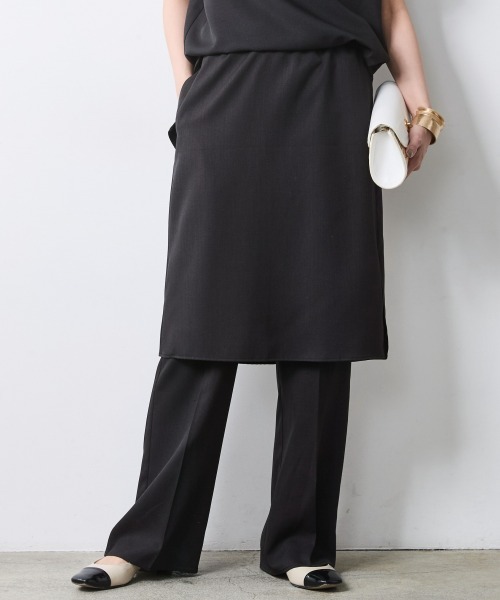 CHIC STYLE(シックスタイル)の「スカートドッキングパンツ<大きいサイズ有>シックスタイル(その他パンツ・レディース・モカ/ブラック・L/M/4L/3L/LL/5L)」の1枚目の写真