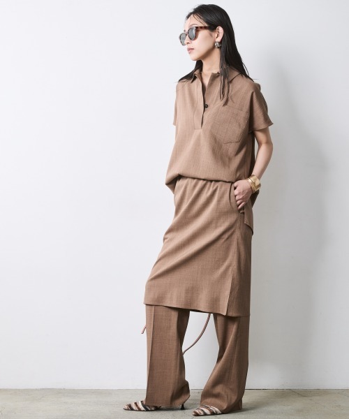CHIC STYLE(シックスタイル)の「スカートドッキングパンツ<大きいサイズ有>シックスタイル(その他パンツ・レディース・モカ/ブラック・L/M/4L/3L/LL/5L)」の7枚目の写真