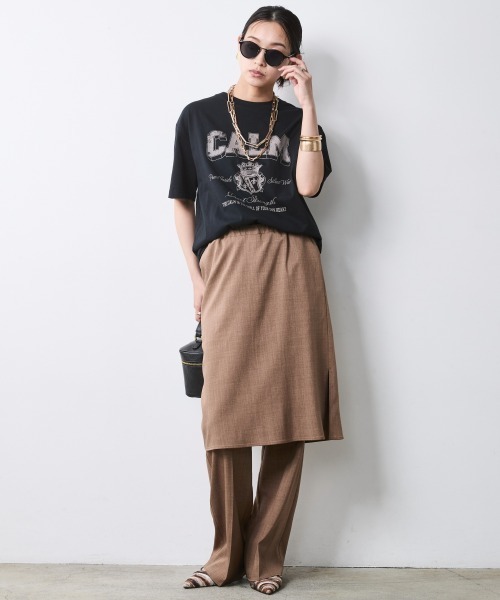 CHIC STYLE(シックスタイル)の「スカートドッキングパンツ<大きいサイズ有>シックスタイル(その他パンツ・レディース・モカ/ブラック・L/M/4L/3L/LL/5L)」の9枚目の写真