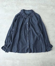 yuni（ユニ　）の「リサイクルコットンキュプラ ラッフルレースカラーブラウス（シャツ/ブラウス）」