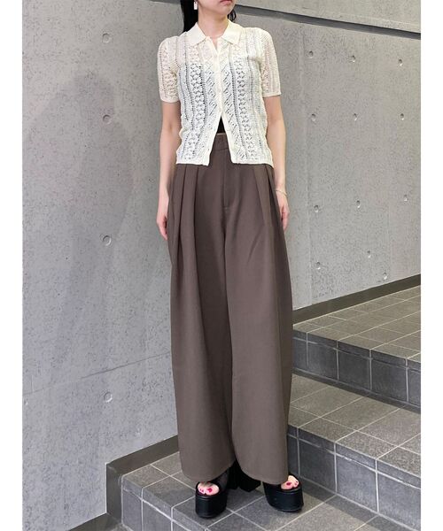 MURUA(ムルーア)の「ダブルタックワイドパンツ 夏服(スラックス・レディース・ブラウン/ブラック/アイボリー・FREE)」の5枚目の写真