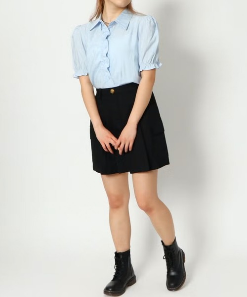 GORGE(ゴージ)の「短丈ドロストシャツ(シャツ/ブラウス・レディース・オフホワイト/グリーン/ブルー・F)」の7枚目の写真