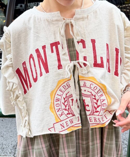 w closet(ダブルクローゼット)の「【4色展開】前リボンカレッジTee(Tシャツ/カットソー・レディース・ネイビー/イエロー/ブラック/アイボリー・FREE)」の7枚目の写真