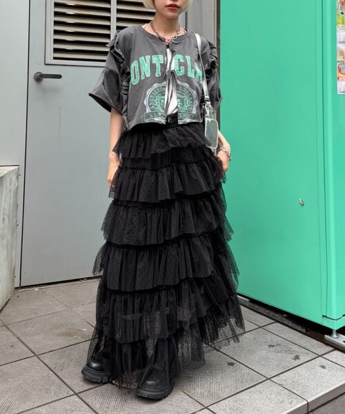 w closet(ダブルクローゼット)の「【4色展開】前リボンカレッジTee(Tシャツ/カットソー・レディース・ネイビー/イエロー/ブラック/アイボリー・FREE)」の17枚目の写真