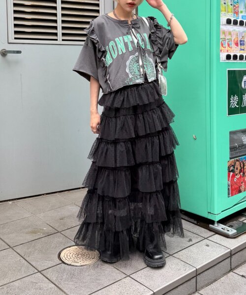 w closet(ダブルクローゼット)の「【4色展開】前リボンカレッジTee(Tシャツ/カットソー・レディース・ネイビー/イエロー/ブラック/アイボリー・FREE)」の18枚目の写真