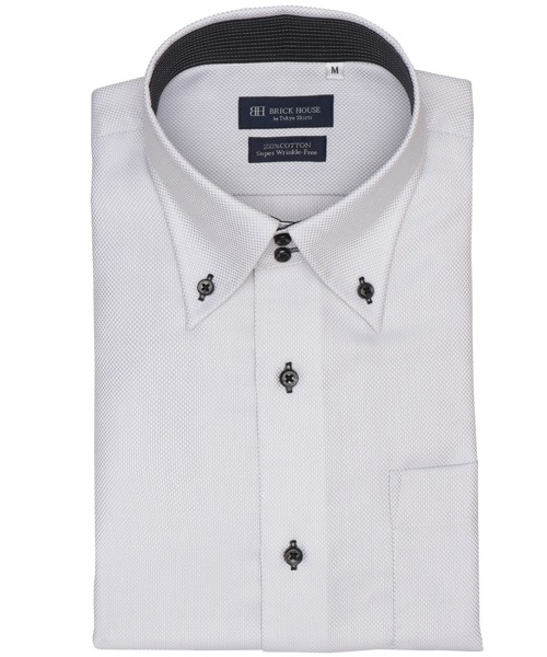 TOKYO SHIRTS(トウキョウシャツ)の「【超形態安定】【接触冷感】形態安定ノンアイロン ドゥエボットーニ 半袖ビジネスワイシャツ(ビジネスシャツ・メンズ・グレー・首回り37cm/首回り39cm/首回り41cm/首回り42cm/首回り43cm)」の1枚目の写真