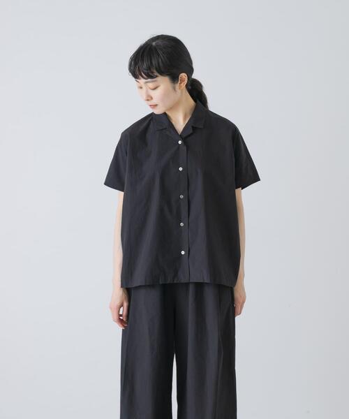 かぐれ(カグレ)の「コットンフレンチスリーブシャツ(シャツ/ブラウス・レディース・ブラウン/ブラック・FREE)」の10枚目の写真