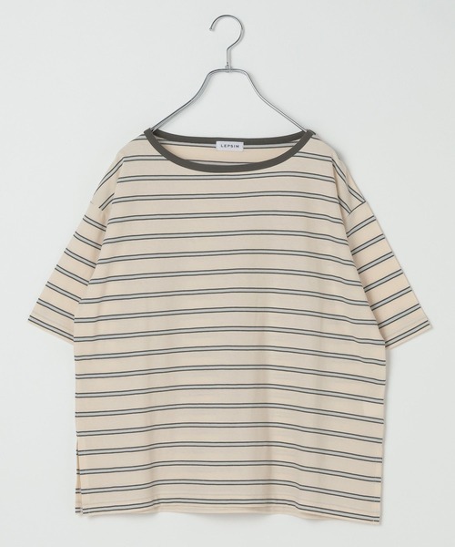 LEPSIM(レプシィム)の「シアーボーダーT 849867(Tシャツ/カットソー・レディース・アイボリー/ライトブルー・FREE)」の2枚目の写真