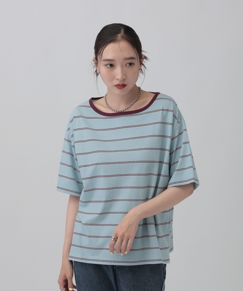 LEPSIM(レプシィム)の「シアーボーダーT 849867(Tシャツ/カットソー・レディース・アイボリー/ライトブルー・FREE)」の5枚目の写真