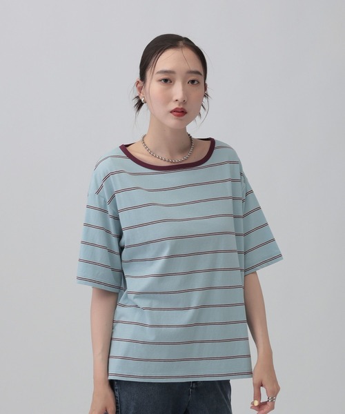 LEPSIM(レプシィム)の「シアーボーダーT 849867(Tシャツ/カットソー・レディース・アイボリー/ライトブルー・FREE)」の3枚目の写真
