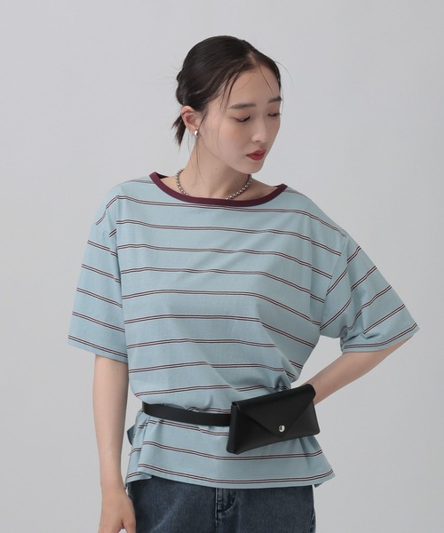 LEPSIM(レプシィム)の「シアーボーダーT 849867(Tシャツ/カットソー・レディース・アイボリー/ライトブルー・FREE)」の4枚目の写真