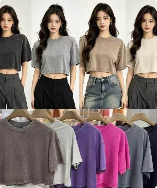 I.O.E(アイオイ)の「【韓国トレンド】アイレットデザイン クロップドトップス(Tシャツ/カットソー・レディース・ブラウン/ブラック/ピンク/グレー/ベージュ/パープル・FREE)」の20枚目の写真