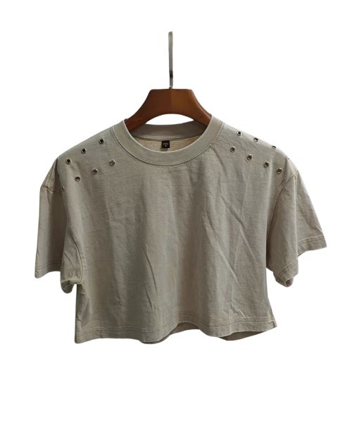 I.O.E(アイオイ)の「【韓国トレンド】アイレットデザイン クロップドトップス(Tシャツ/カットソー・レディース・ブラウン/ブラック/ピンク/グレー/ベージュ/パープル・FREE)」の12枚目の写真