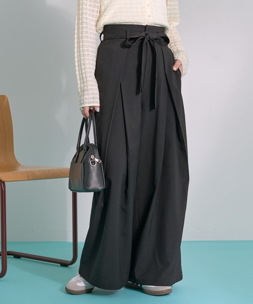 AMERICAN HOLIC(アメリカンホリック)の「【ZOZO限定】ウエストリボンタックワイドパンツ(その他パンツ・レディース・ブラック/杢グレー/モカ・L/M)」の7枚目の写真