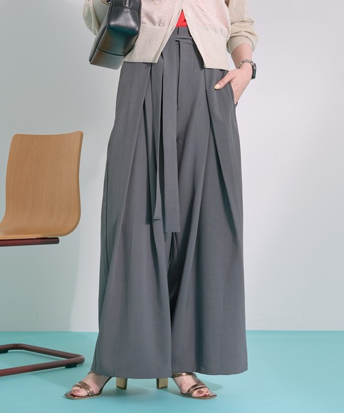 AMERICAN HOLIC(アメリカンホリック)の「【ZOZO限定】ウエストリボンタックワイドパンツ(その他パンツ・レディース・ブラック/杢グレー/モカ・L/M)」の19枚目の写真