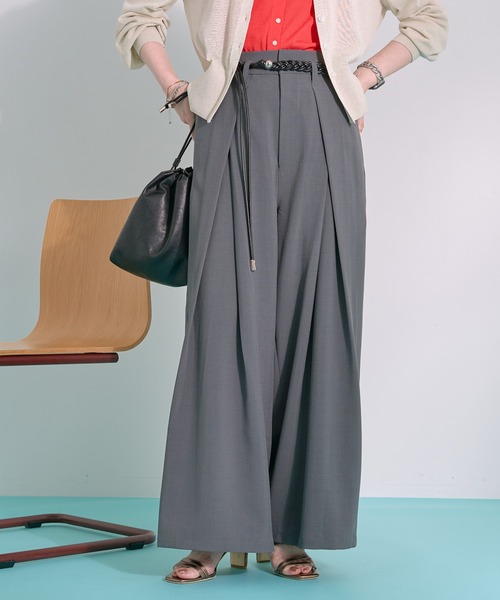 AMERICAN HOLIC(アメリカンホリック)の「【ZOZO限定】ウエストリボンタックワイドパンツ(その他パンツ・レディース・ブラック/杢グレー/モカ・L/M)」の20枚目の写真