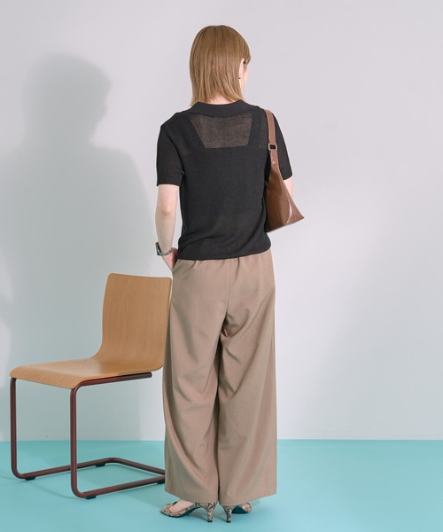 AMERICAN HOLIC(アメリカンホリック)の「【ZOZO限定】ウエストリボンタックワイドパンツ(その他パンツ・レディース・ブラック/杢グレー/モカ・L/M)」の7枚目の写真