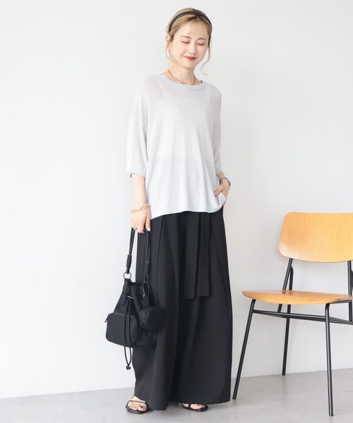 AMERICAN HOLIC(アメリカンホリック)の「【ZOZO限定】ウエストリボンタックワイドパンツ(その他パンツ・レディース・ブラック/杢グレー/モカ・L/M)」の20枚目の写真