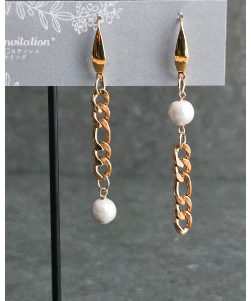 tone(トーン)の「【Mian.invitation】月明かりを映したチェーンとコットンパールのピアス|月灯り(MA)(ピアス(両耳用)・レディース・シルバー/ゴールド・FREE)」の10枚目の写真