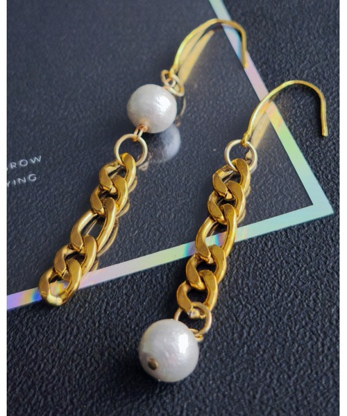 tone(トーン)の「【Mian.invitation】月明かりを映したチェーンとコットンパールのピアス|月灯り(MA)(ピアス(両耳用)・レディース・シルバー/ゴールド・FREE)」の8枚目の写真
