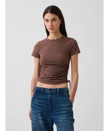 GAP（ギャップ）の「クロースニット ジャージー GAPロゴ ルーシュ サイドタイTシャツ（Tシャツ/カットソー）」