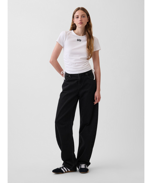 GAP(ギャップ)の「クロースニット ジャージー GAPロゴ ルーシュ サイドタイTシャツ(Tシャツ/カットソー・レディース・ホワイト/ブラック/ブラウン・XS/XXS/XL/L/M/S)」の9枚目の写真