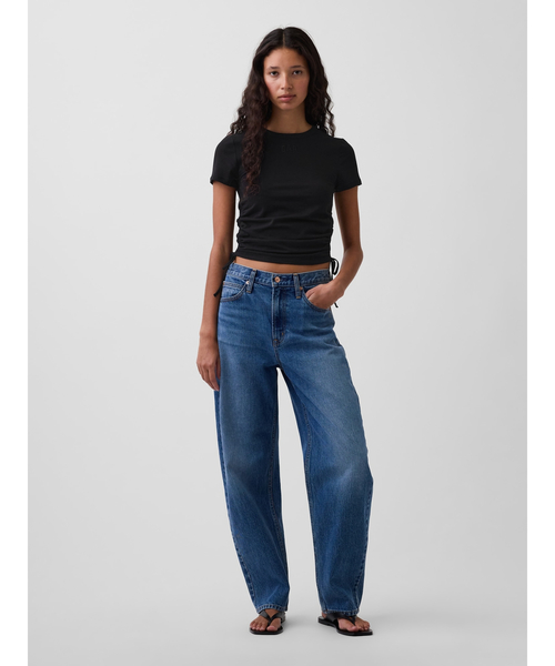 GAP(ギャップ)の「クロースニット ジャージー GAPロゴ ルーシュ サイドタイTシャツ(Tシャツ/カットソー・レディース・ホワイト/ブラック/ブラウン・XS/XXS/XL/L/M/S)」の10枚目の写真