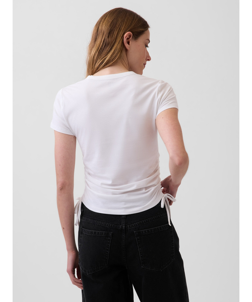 GAP(ギャップ)の「クロースニット ジャージー GAPロゴ ルーシュ サイドタイTシャツ(Tシャツ/カットソー・レディース・ホワイト/ブラック/ブラウン・XS/XXS/XL/L/M/S)」の12枚目の写真