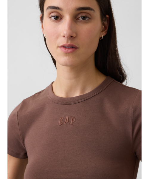 GAP(ギャップ)の「クロースニット ジャージー GAPロゴ ルーシュ サイドタイTシャツ(Tシャツ/カットソー・レディース・ホワイト/ブラック/ブラウン・XS/XXS/XL/L/M/S)」の8枚目の写真