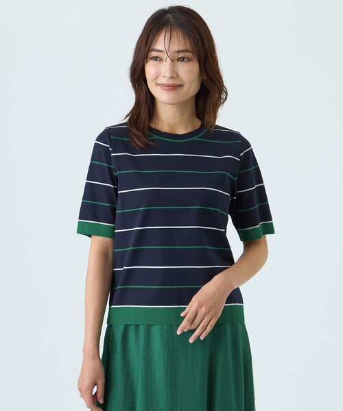TRANS WORK（トランスワーク）の「【ウォッシャブル】セーターマシンカットソー（Tシャツ/カットソー・レディース・ネイビー/ベージュ/オフホワイト・40/38）」の3枚目の写真
