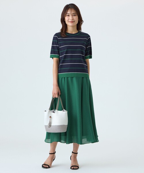 TRANS WORK（トランスワーク）の「【ウォッシャブル】セーターマシンカットソー（Tシャツ/カットソー・レディース・ネイビー/ベージュ/オフホワイト・40/38）」の5枚目の写真