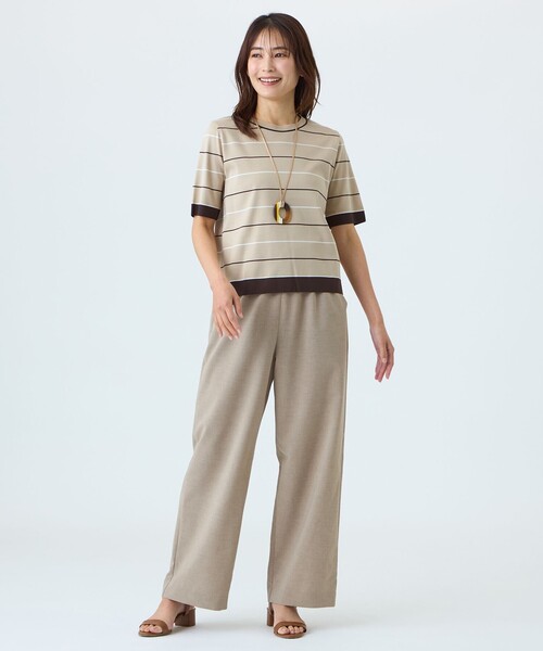 TRANS WORK（トランスワーク）の「【ウォッシャブル】セーターマシンカットソー（Tシャツ/カットソー・レディース・ネイビー/ベージュ/オフホワイト・40/38）」の6枚目の写真
