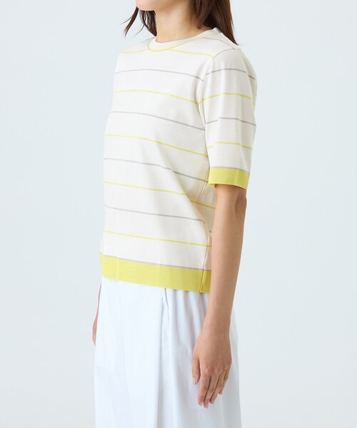 TRANS WORK（トランスワーク）の「【ウォッシャブル】セーターマシンカットソー（Tシャツ/カットソー・レディース・ネイビー/ベージュ/オフホワイト・40/38）」の8枚目の写真