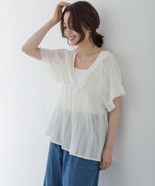 URBAN RESEARCH Sonny Label(アーバンリサーチサニーレーベル)の「楊柳ドビーシャーリングブラウス(シャツ/ブラウス・レディース・ブラック/ブルー/オフホワイト・FREE)」の7枚目の写真