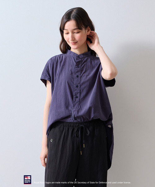 ROYAL NAVY(ロイヤルネイビー)の「《別注》【ROYAL NAVY/ロイヤルネイビー】バンドカラーシャツ(シャツ/ブラウス・レディース・ブラウン/グレイッシュベージュ/ネイビー/イエロー・FREE)」の1枚目の写真