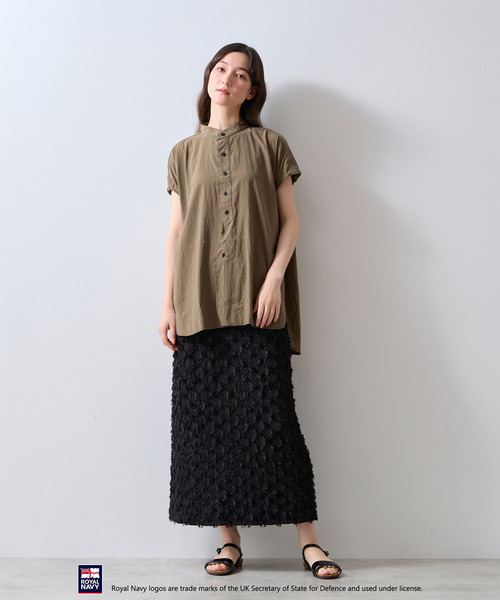 ROYAL NAVY(ロイヤルネイビー)の「《別注》【ROYAL NAVY/ロイヤルネイビー】バンドカラーシャツ(シャツ/ブラウス・レディース・ブラウン/グレイッシュベージュ/ネイビー/イエロー・FREE)」の8枚目の写真