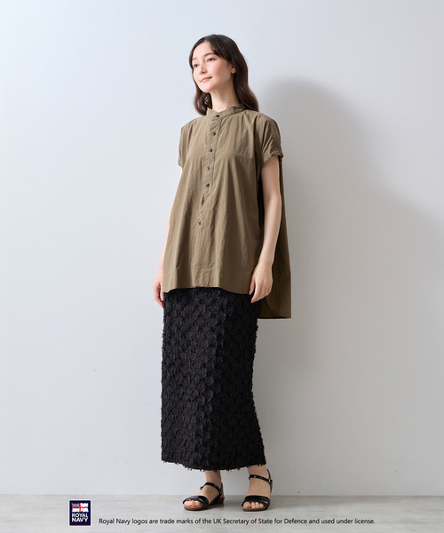 ROYAL NAVY(ロイヤルネイビー)の「《別注》【ROYAL NAVY/ロイヤルネイビー】バンドカラーシャツ(シャツ/ブラウス・レディース・ブラウン/グレイッシュベージュ/ネイビー/イエロー・FREE)」の10枚目の写真