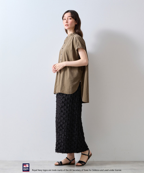 ROYAL NAVY(ロイヤルネイビー)の「《別注》【ROYAL NAVY/ロイヤルネイビー】バンドカラーシャツ(シャツ/ブラウス・レディース・ブラウン/グレイッシュベージュ/ネイビー/イエロー・FREE)」の11枚目の写真