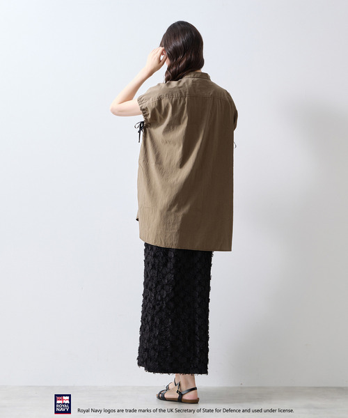 ROYAL NAVY(ロイヤルネイビー)の「《別注》【ROYAL NAVY/ロイヤルネイビー】バンドカラーシャツ(シャツ/ブラウス・レディース・ブラウン/グレイッシュベージュ/ネイビー/イエロー・FREE)」の12枚目の写真