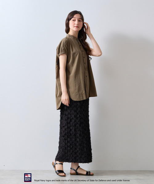 ROYAL NAVY(ロイヤルネイビー)の「《別注》【ROYAL NAVY/ロイヤルネイビー】バンドカラーシャツ(シャツ/ブラウス・レディース・ブラウン/グレイッシュベージュ/ネイビー/イエロー・FREE)」の15枚目の写真